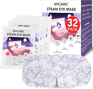XPCARE 32-Pack Unscented Steam Eye Masks - Relieve Dry Eyes, Fatigue, Dark Circles & Puffy Eyes | Disposable Heated SPA Sleep Masks