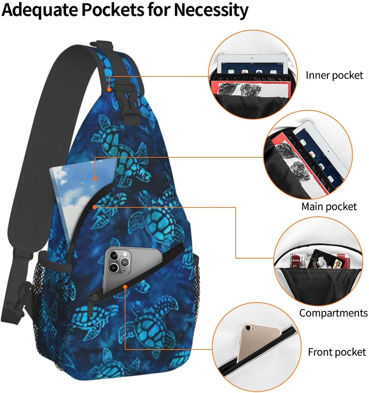 Sea Turtle Sling Bag - Women's & Men's Fashion Backpack, Crossbody, Shoulder & Chest Bag - Travel & Hiking Daypack - Image 4
