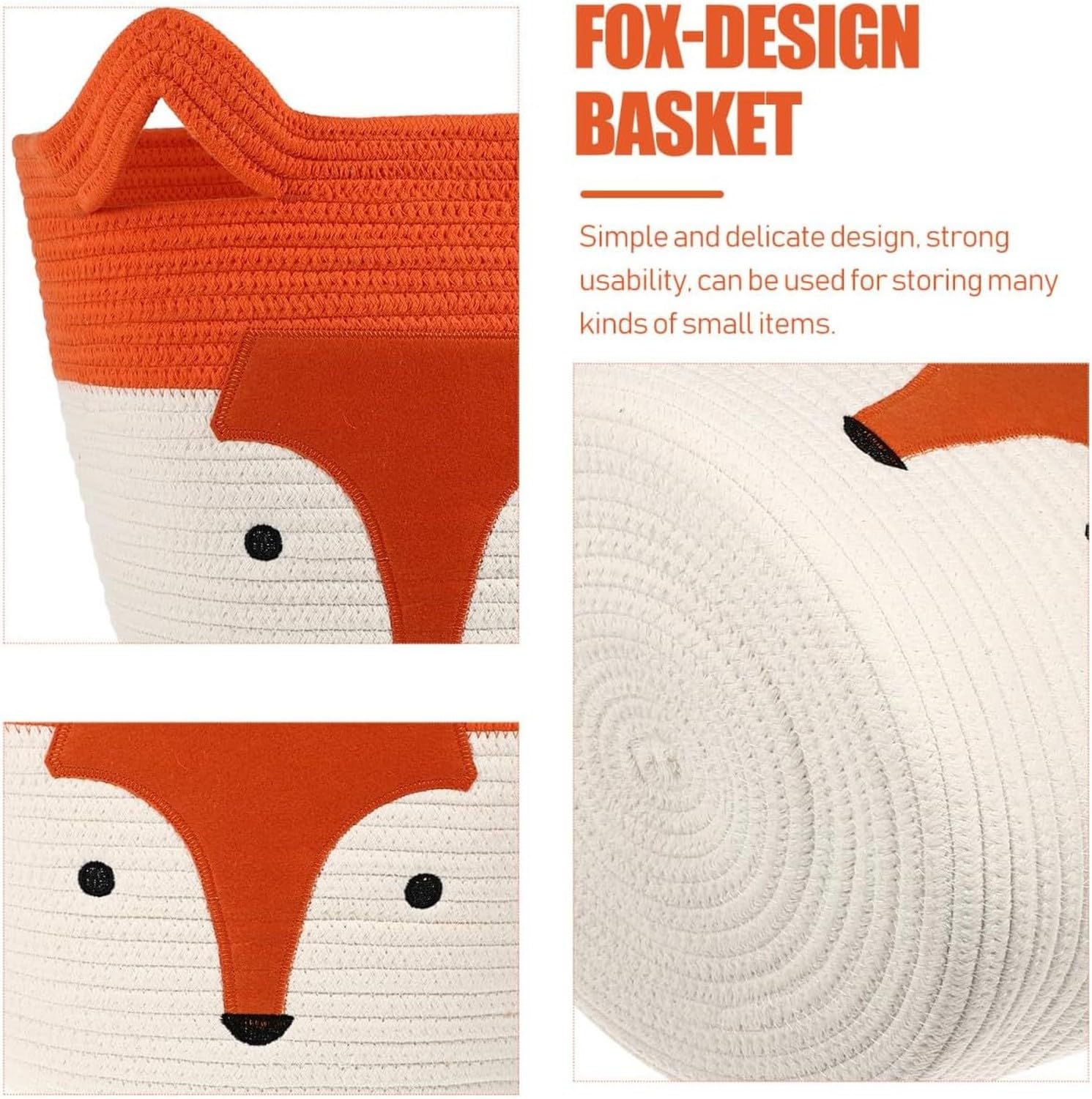 Cesta de Almacenamiento de Tela Diseño Zorro para Juguetes