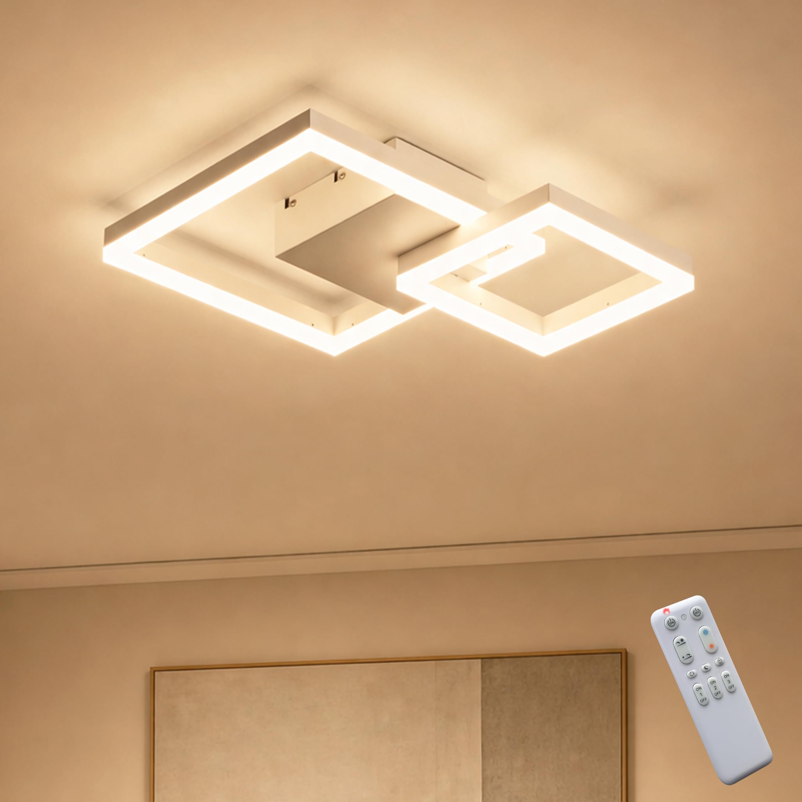 SEATAIN LED Deckenlampe Holz dimmbar, Massivholz schwarzer moderne Vintage Deckenleuchte, 47 50 60cm 3000K-6000K mit Fernbedienung, Schlafzimmerlampe Wohnzimmerlampe, Memory-Funktion, Nachtlicht