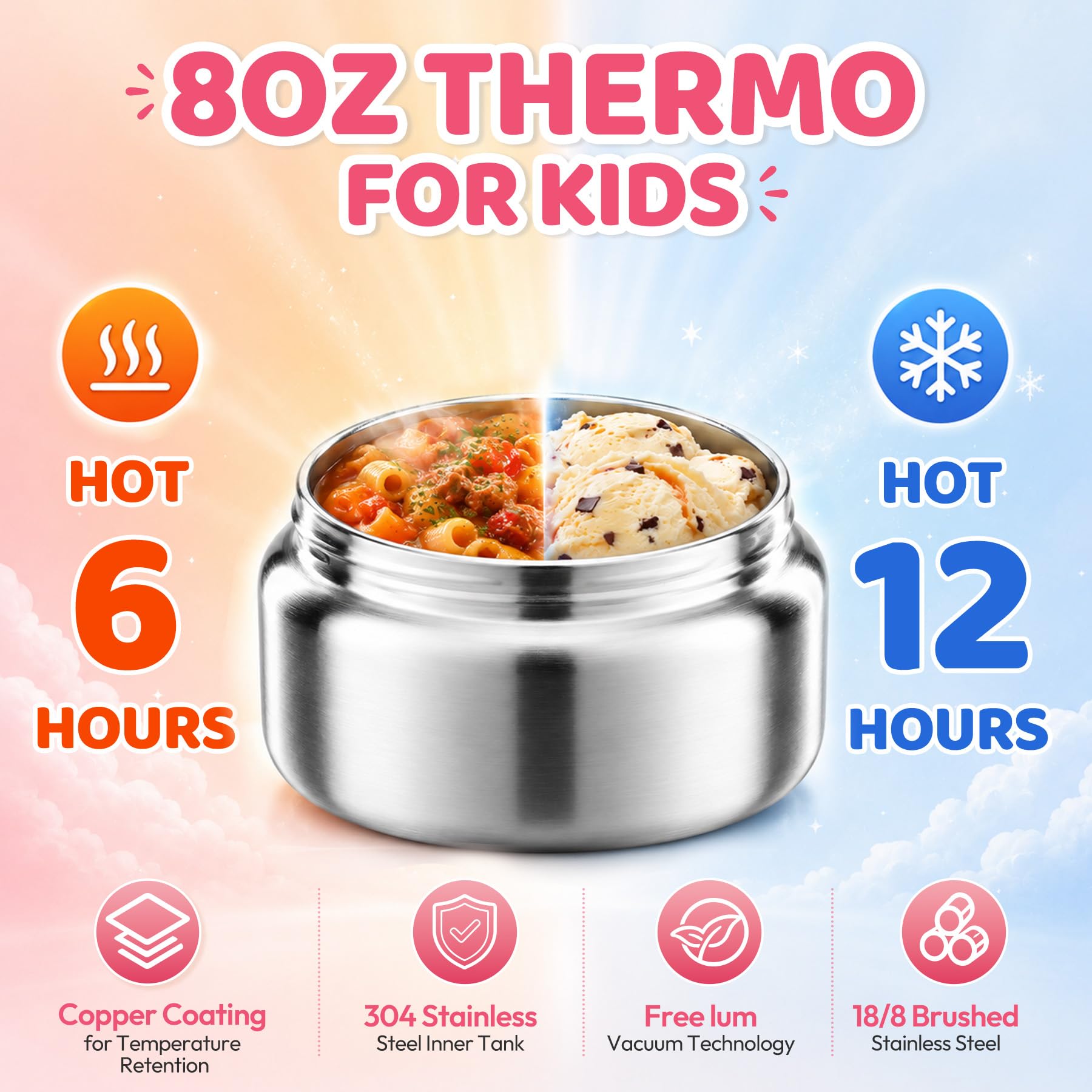 Bento-Lunchbox für Mädchen mit 237 ml Suppen-Thermo- und Lunchtasche, auslaufsichere Lunch-Lebensmittelbehälter mit 4 Fächern, isoliertes Lebensmittelglas für Kinder, Schule (Rosa)