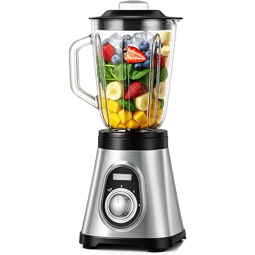 TALIA Smoothie Blender for Ice Crushing & Shakes, 750W Countertop Blenders with 48oz Glass Jar & 6 Stainless Steel Blades, High-Speed Blender for Smoothies Frozen Fruit & Nut Butter