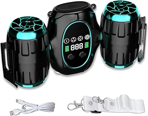 Ventilador de cintura portátil, ventilador de camisa con luz, clip fresco actualizado 2025 recargable, batería externa de 8000 mAh, 4 velocidades