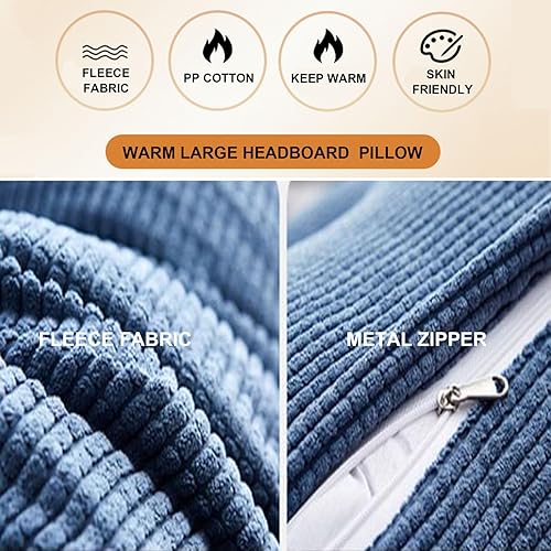 Miniatura 6 de Almohada triangular de cuña, respaldo de cabecera de vellón, cojín grande para reposo en cama, almohadas de lectura, almohada de apoyo de