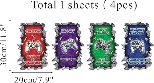 Miniatura 5 de IARTTOP 4 calcomanías de pared con diseño de juegos para comer dormir, decoración de pared de juegos en progreso, para sala de juegos, sala de