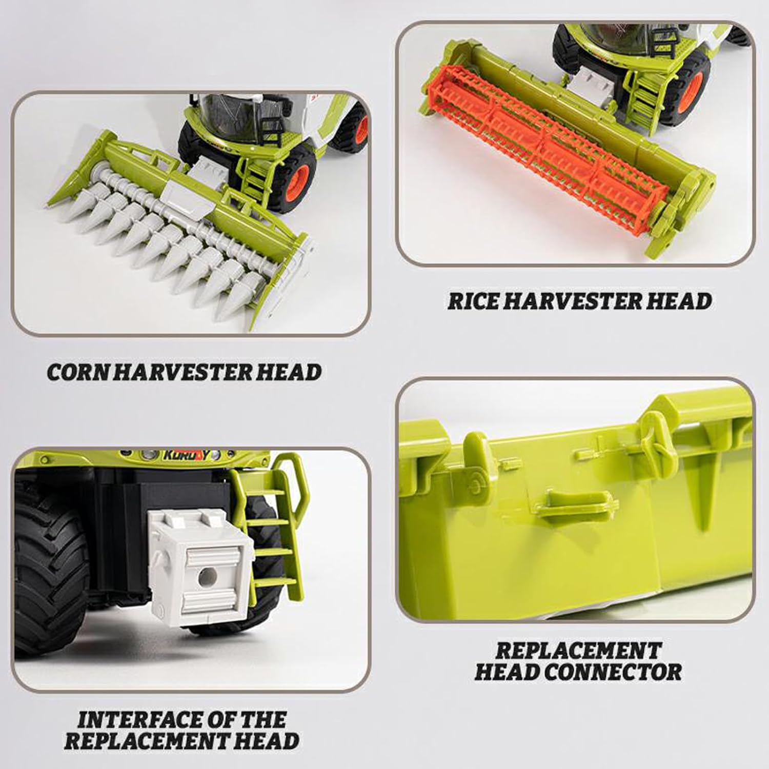 Remote Control Harvester Tractor for Adults, 1:24 Scale RC Harvester with Spray, Lights & Sound, RC Farm Tractor with 2 Batteries