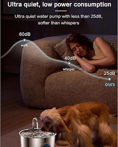 Miniatura 7 de Pawdrate - Fuente de agua para perro, dispensador automático de agua para perros y gatos con bomba silenciosa, gran capacidad de 3.2 L, 3 modos de