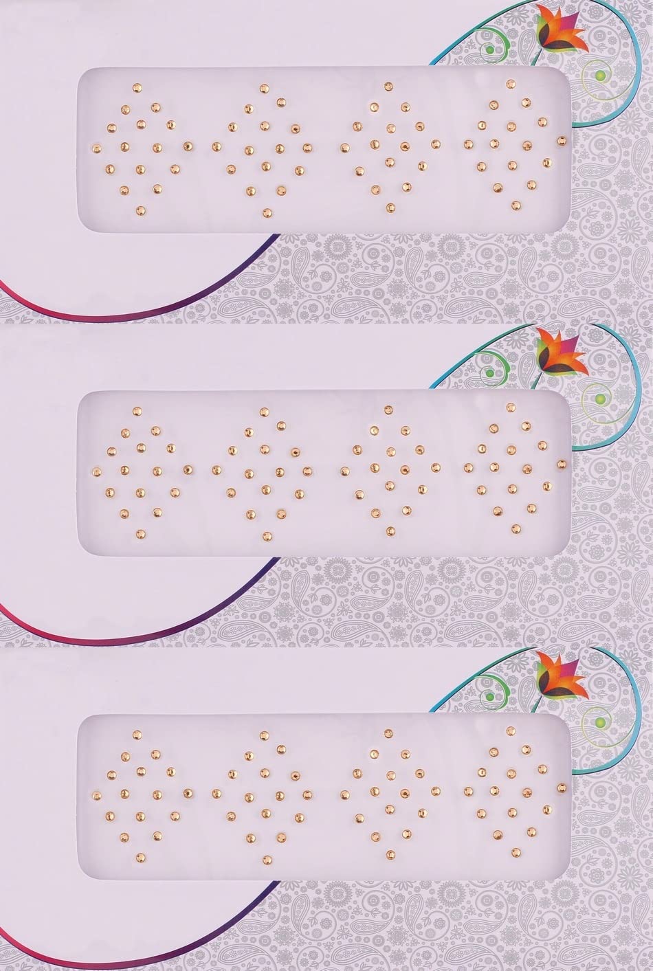 Vama Fashions Golden Stone Round Bindis Diamond Cut kumkum sticker Yellow bindiya tiki Set Bindi for Girls (Pack of 3 Sheets Small Size 2.5mm)-image-22