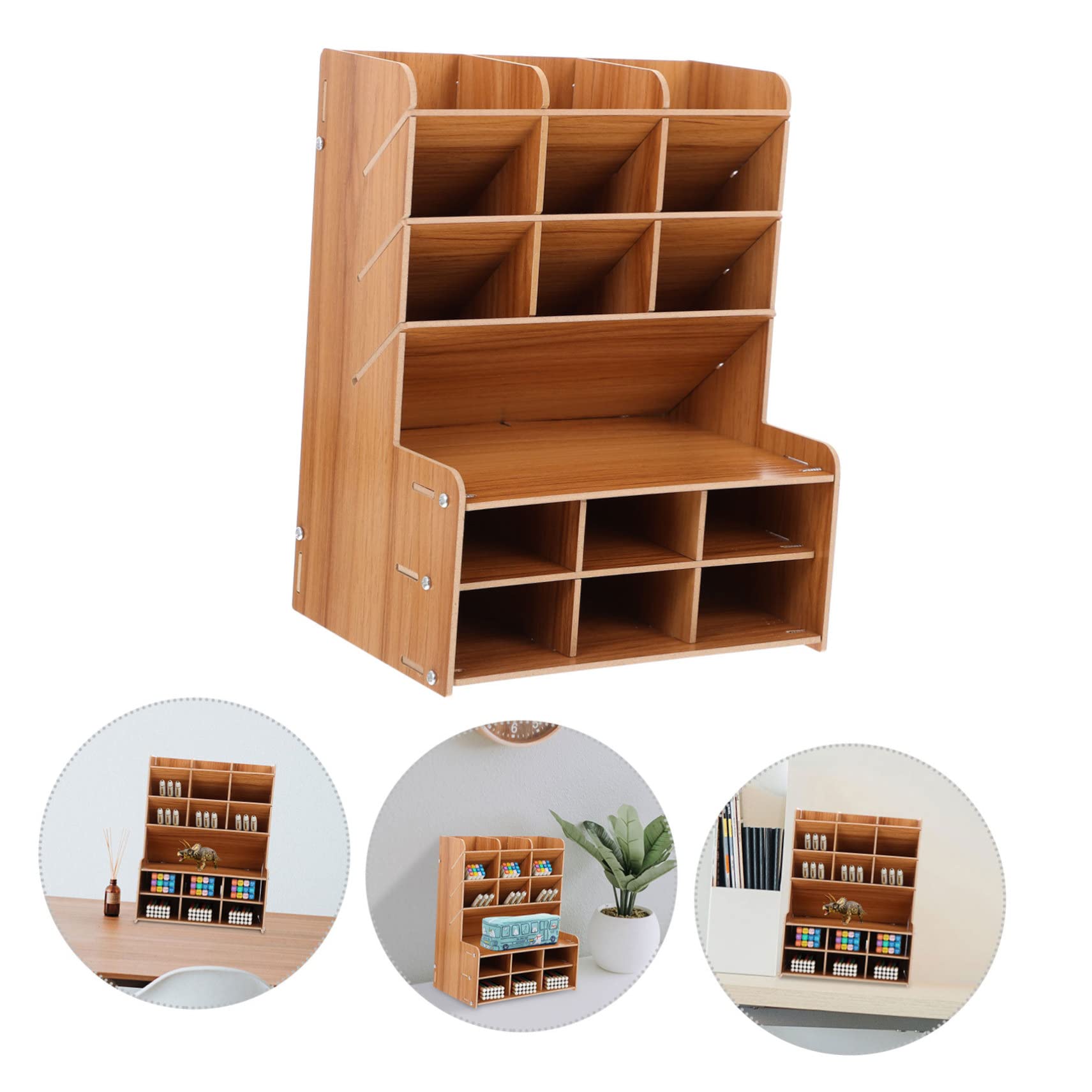 Portapenne da Scrivania in Legno Scomparti Multipli, Solido e Resistente, Organizer per Ufficio per Mantenere la Scrivania Ordinata