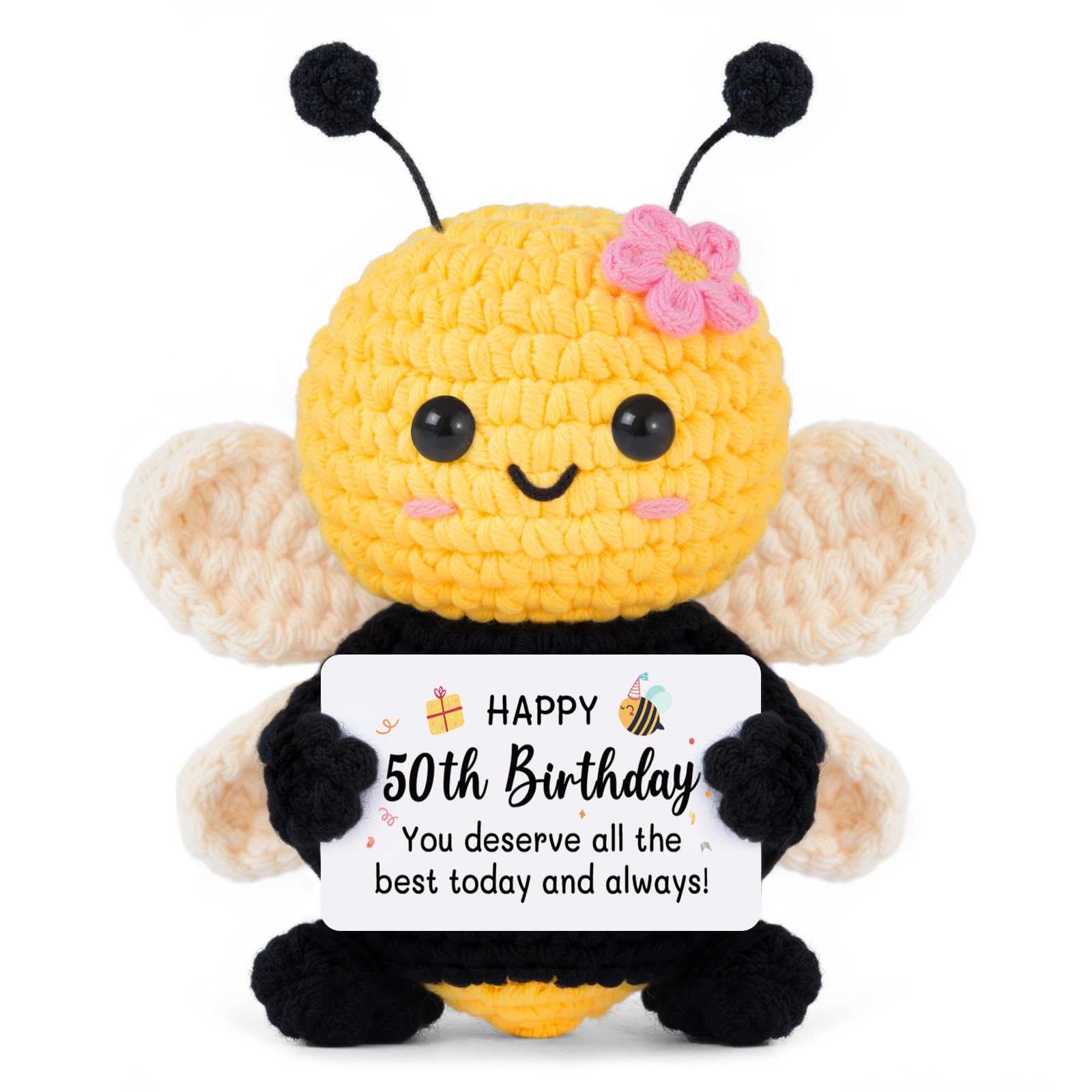 Gleevara 50th Birthday Gifts for Women, 50th Birthday Gifts for Her, Handmade Emotional Support Crochet Cute Bee, Adorable Home Decor 50 Year Old Gift for Mum Auntie Sister Friend — image 1