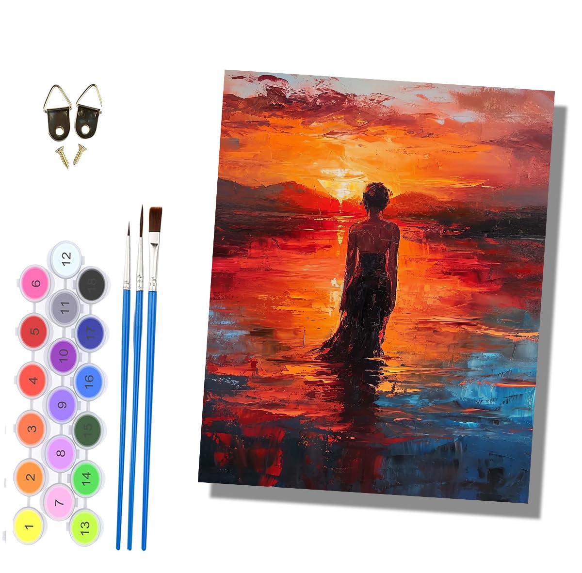 HONGPZH Paint by Numbers for Adults and Beginner Painting by Number Kits On Canvas Without Frame DIY Color Oil Painting Acrylic Paints Home Wall Decor 40x50cm/16x20in The Girl by the River