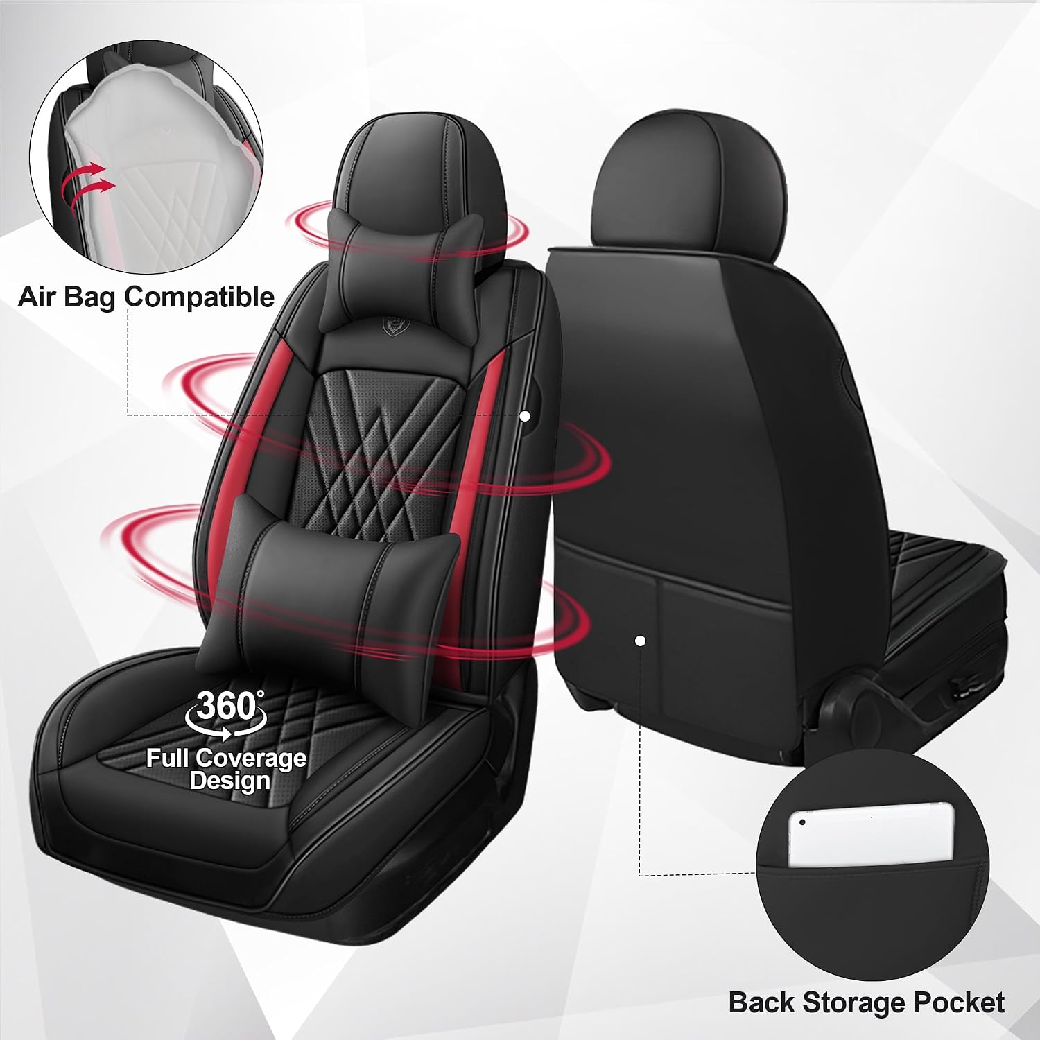 Car Seat Covers for Lexus TX 350 2024-2026, 2 Piece Set Nappa Leather Non-Slip Seat Protectors, Breathable Seat Cover Set. (Deluxe 2 Seats, Black Red)