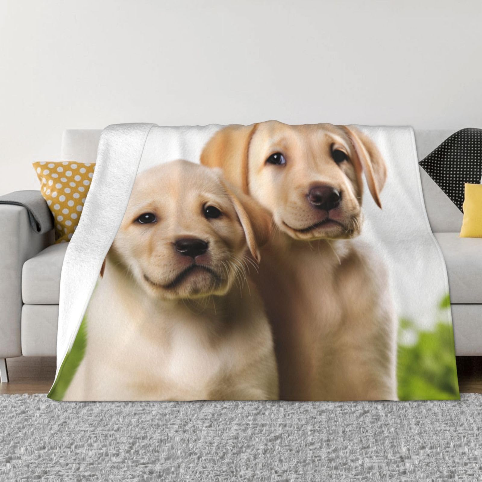 Fodpand Black Funny Labrador Puppy Dog Flannel Blanket 40"X30" - Ultra-Soft Lightweight Throw Blanket For Bed, Sofa, And Couch - Luxury Air Conditioning Blankets - Cozy Warm Blankets For All Seasons