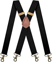 AYOSUSH Vintage Men's Suspenders: Heavy Duty 4 Snap Hooks, Adjustable X-Back Braces 32-47" for Secure Fit