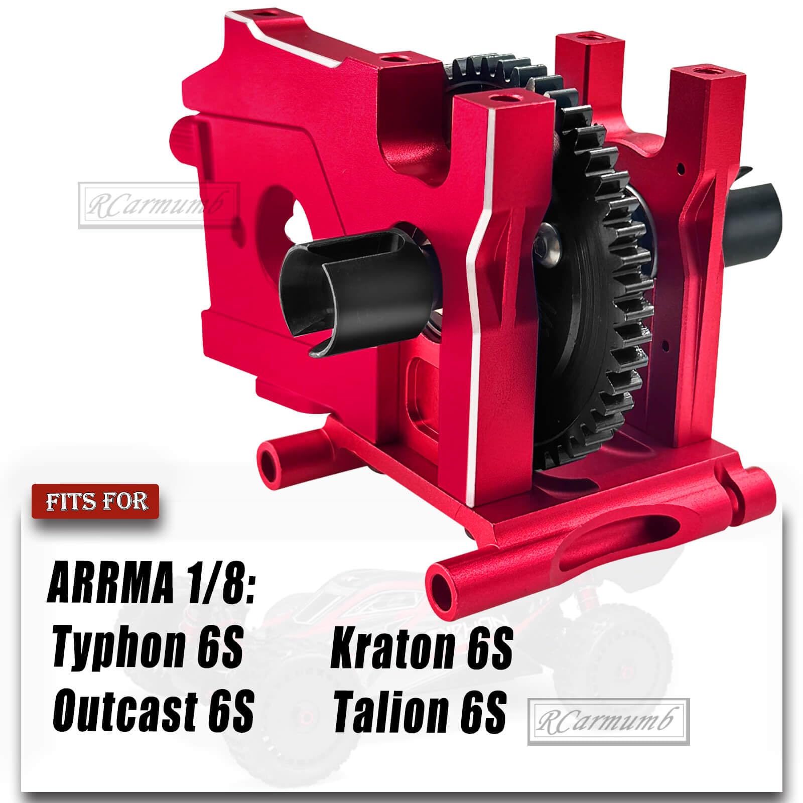 Rcarmumb RC Center Differential Mount & Cover & Motor Mount & 50T Diff Gear Slipper Upgrades Part for Arrm a 1/8 Kraton 6S,Typhon 6S,Outcast 6S,Talion 6S,Red