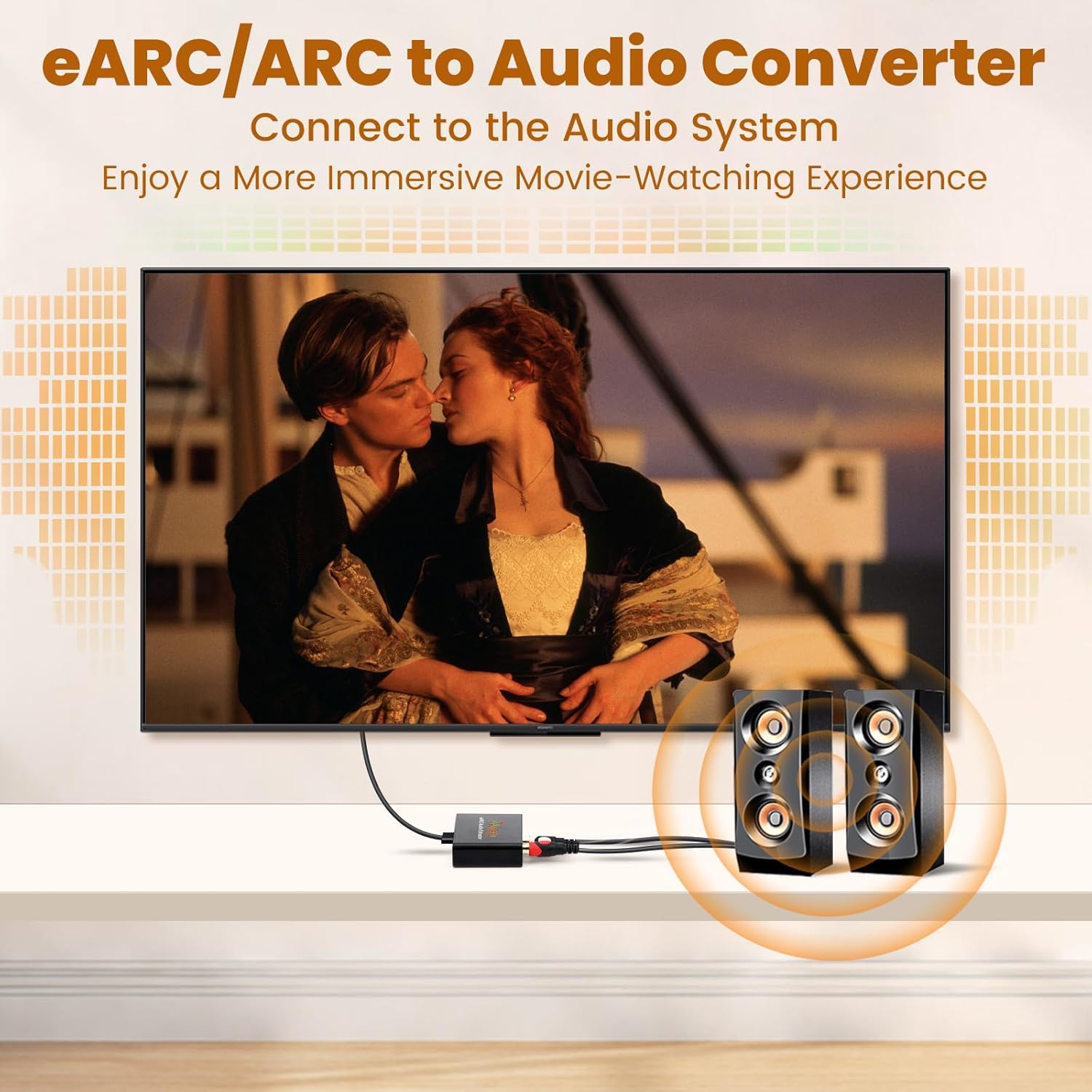 eARC Audio Extractor, eARC Audio Converter to HDMI Optical/SPDIF L/R 3.5mm AUX Sound Extractor, HDMI eARC/ARC to Optical Audio Adapter, for TV to Non-ARC Sound System Soundbar Speaker Amplifier