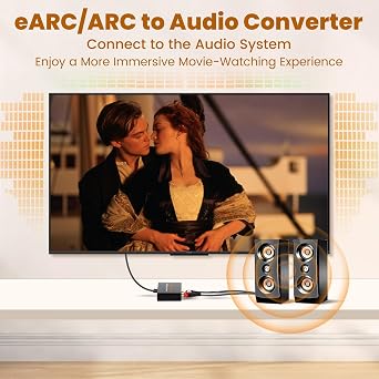 eARC Audio Extractor, eARC Audio Converter to HDMI Optical/SPDIF L/R 3.5mm AUX Sound Extractor, HDMI eARC/ARC to Optical Audio Adapter for TV to Non-ARC Sound System Soundbar Speaker Amplifier