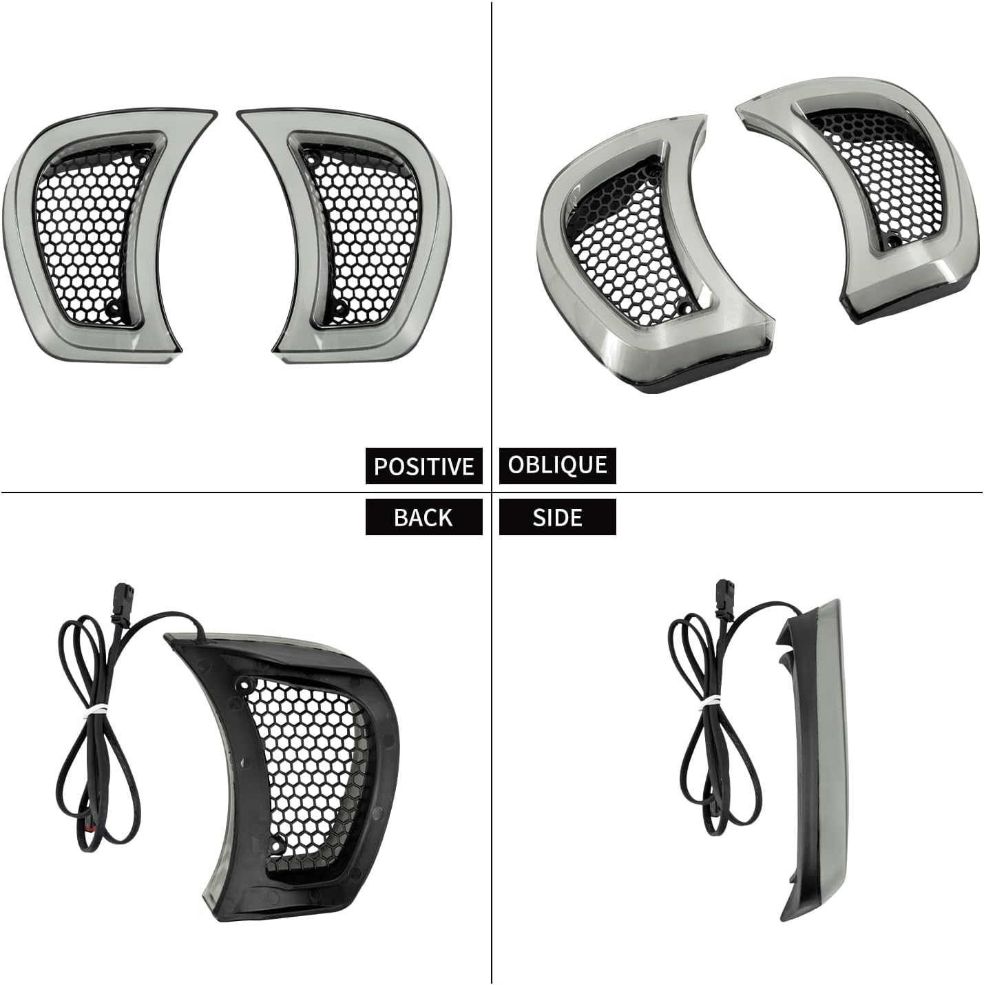 HDBUBALUS Motorcycle Headlight Vent Accent Turn Signal LED Indicator Side Lights For Harley Road Glide FLTRX 2015-2023 Clear Lens