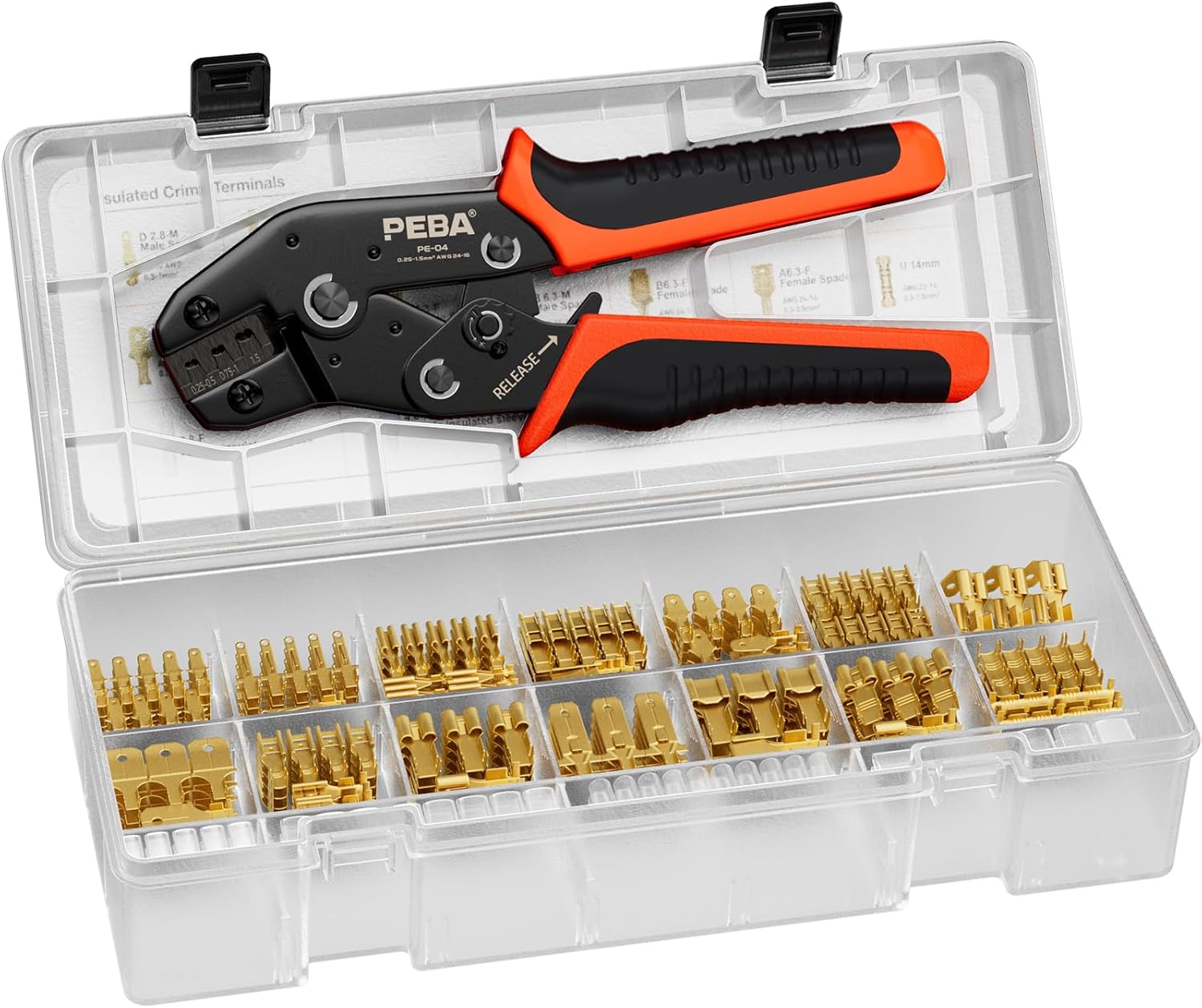 PEBA Spade Connectors Crimping Tool Kit, Crimper 0.252.5mm²(AWG 2414