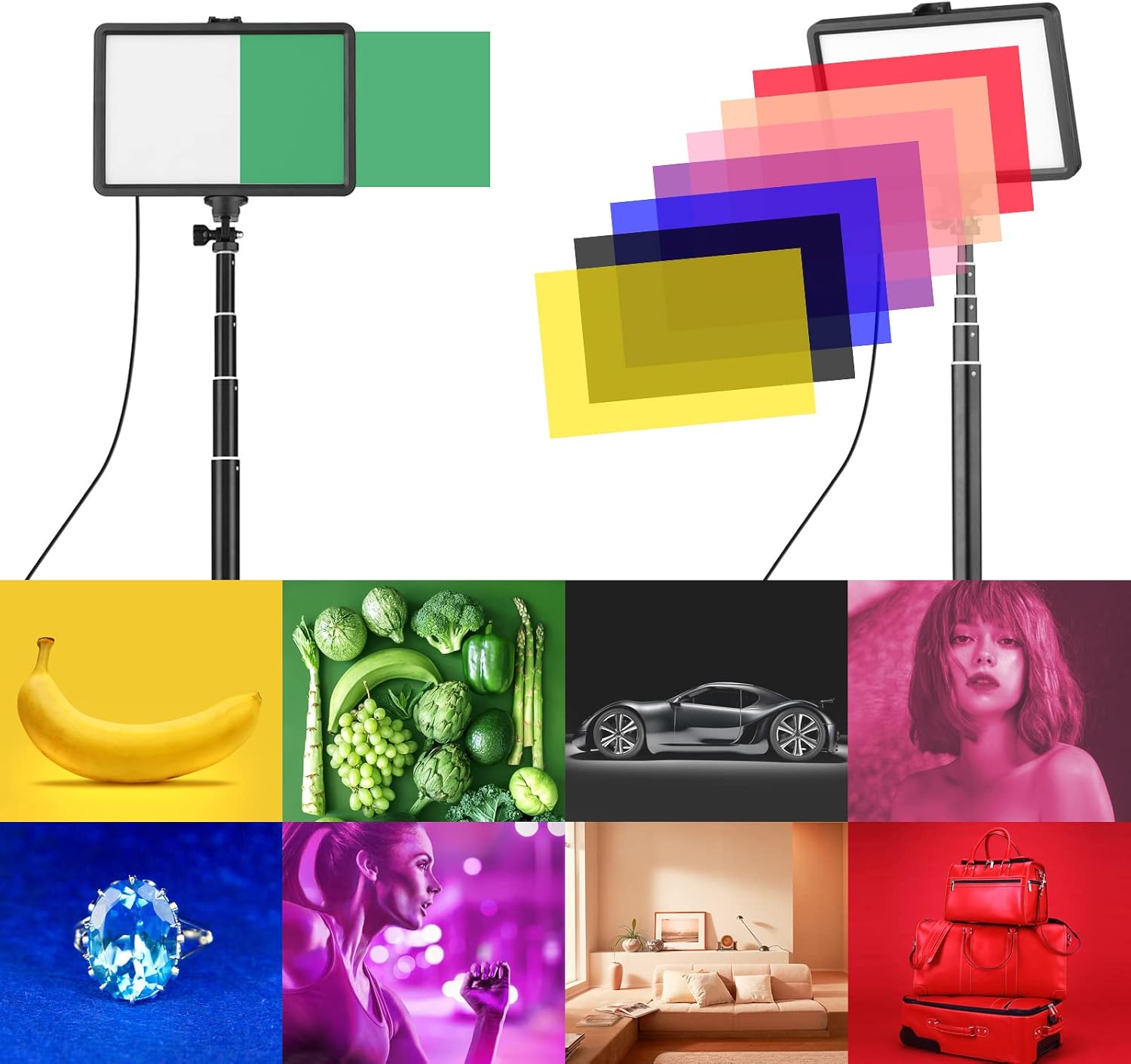Andoer USB LED Video Light Kit Video Conference Light with 1 * LED Fill Light 3200K-5600K Dimmable + 1 * Extendable Tripod + 8 * Color Filters for Live Streaming Video Recording Online Meeting