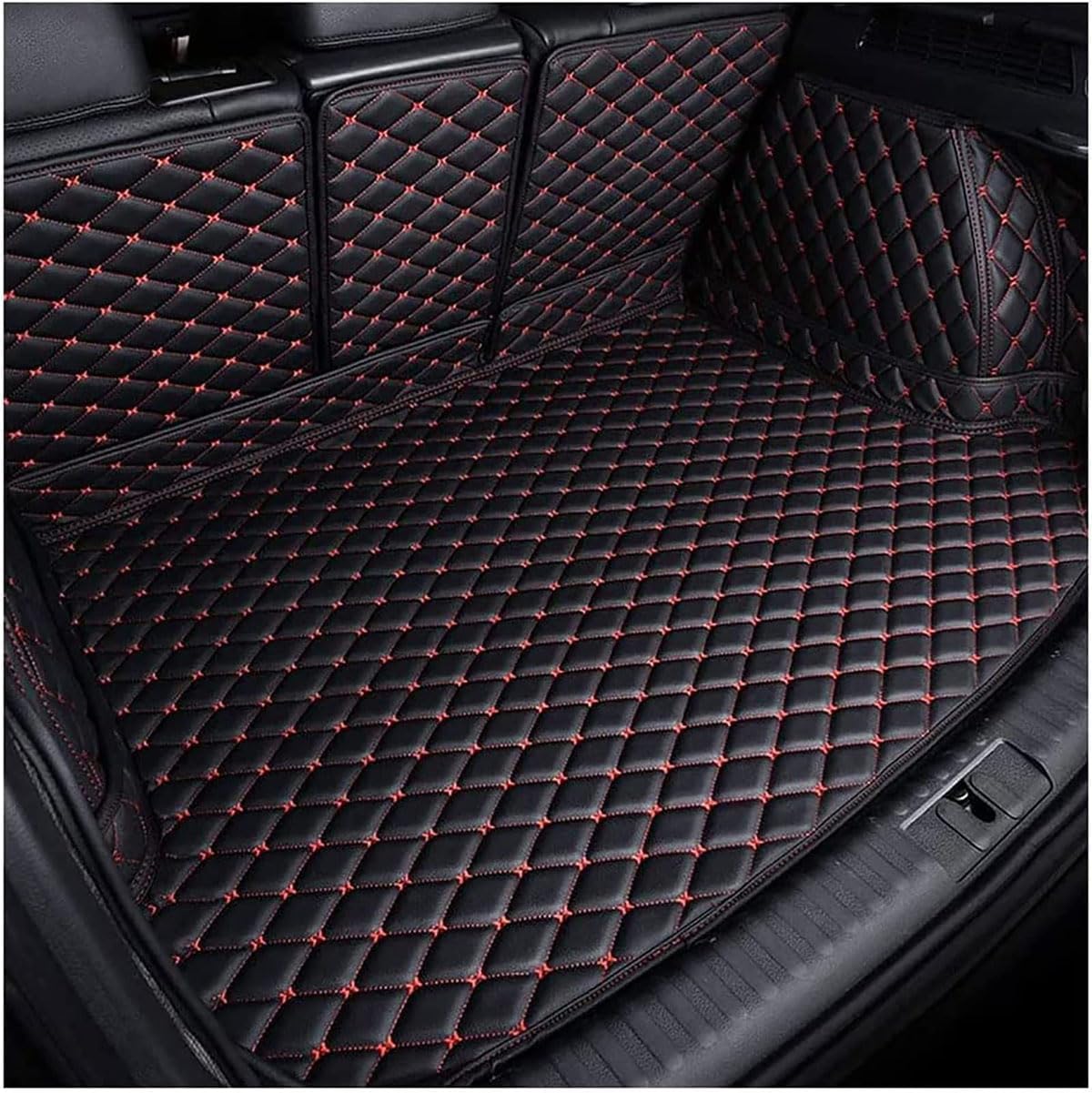 Car Boot Protector,Compatible with Polestar 2 2019-2024,Waterproof Luggage Mat,3-black red