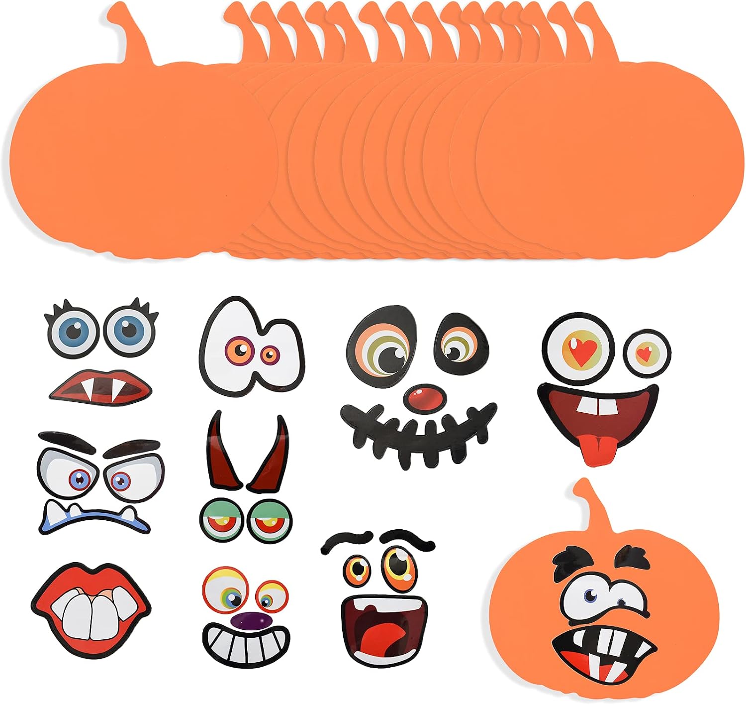 TRIXES 32PC Pumpkin Craft Kit, Art Supplies, Halloween Party, Kids Party Stickers, Craft Kits for Kids, Stickers for Children