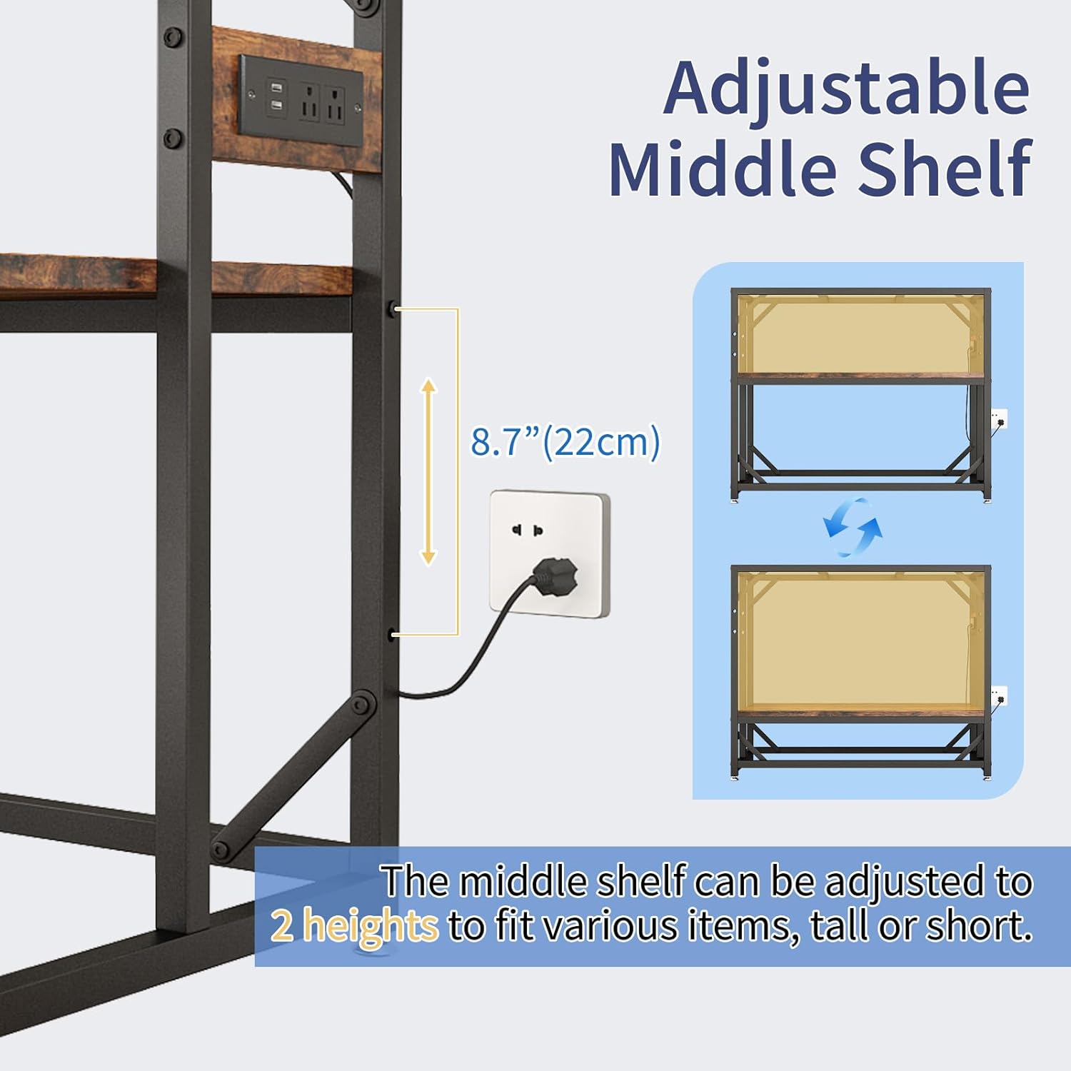 40 Gallon Fish Tank Stand with Power Outlets, Aquarium Stand with Adjustable 2-Tier Storage Shelf, Terrarium Stand,Heavy Duty Reptile Tank Stand for Home Office,Rustic Brown