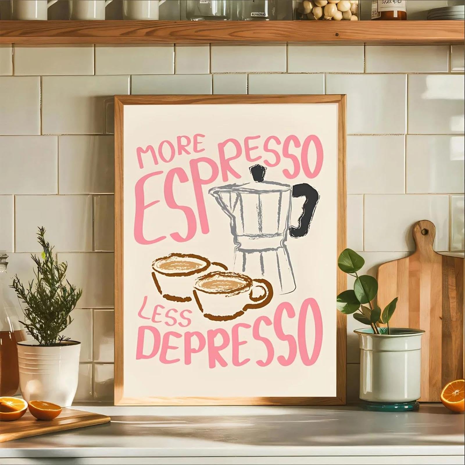 Baibexing More Espresso Less Depresso Coffee Canvas Painting Poster Prints Wall Art Picture For Living Room Home Decor 21X30Cm Unframed