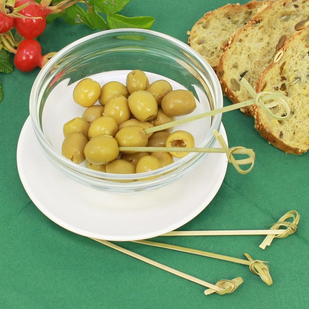 COM-FOUR® 240x Finger Food skewers Made from Plant-Based raw Materials, canapé Sticks, Wooden skewers with Knots - Image 3