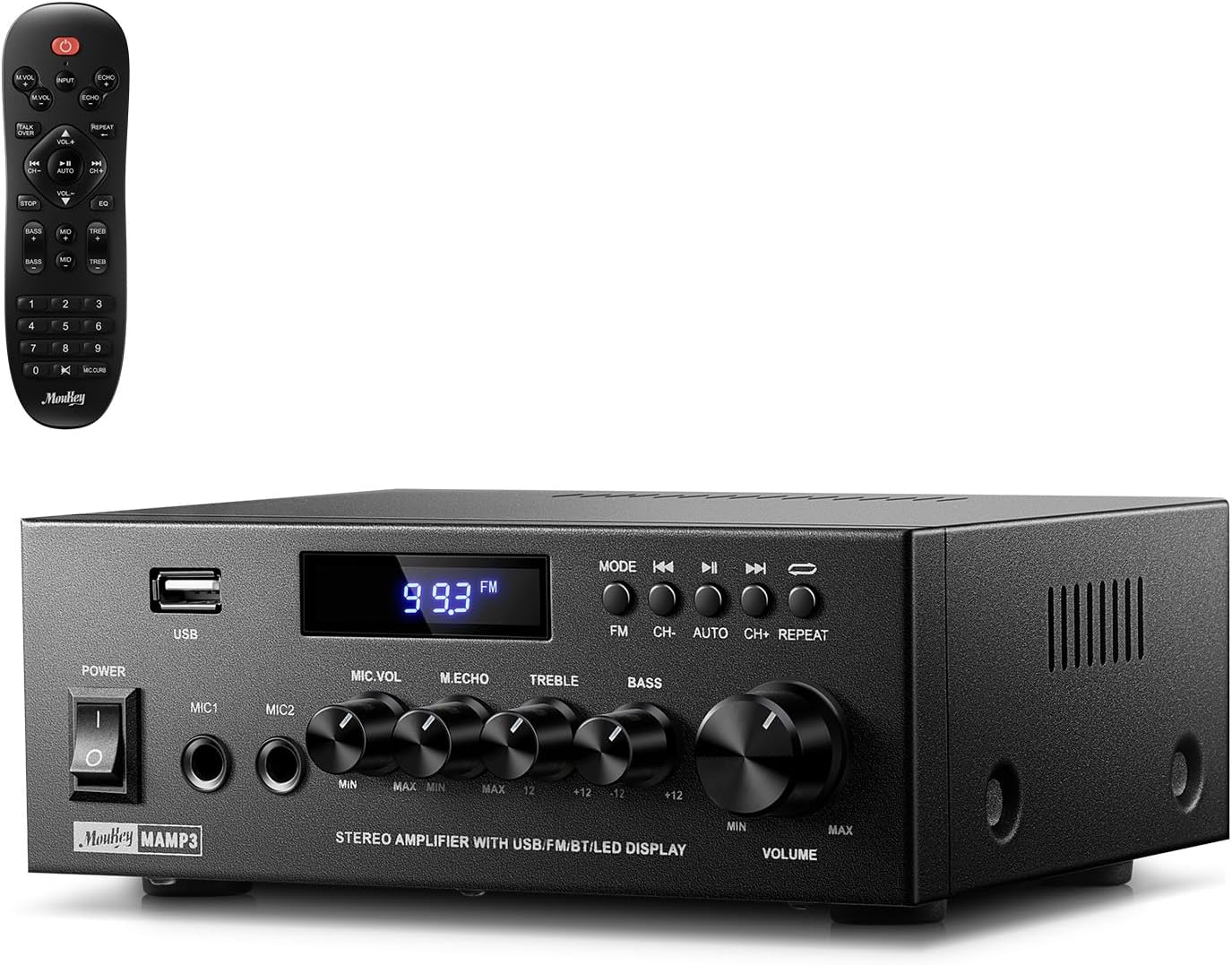 Moukey MAMP3 2.0 Channel Stereo Amplifier with remote control