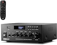 Vista 1 de Moukey Amplificador de audio para el hogar, receptores estéreo de 2.0 canales con Bluetooth 5.3, control remoto de funciones completas, FM, RCA