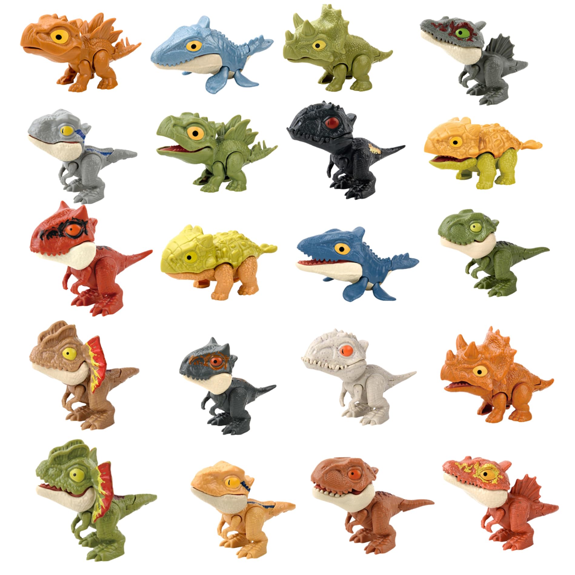 Porgeel Mini Dinosaur Figures for Kids 3+ 20PCS Dinosaur Finger Puppets Movable joint Finger Toys Educational Funny Puppet for Indoor Decor
