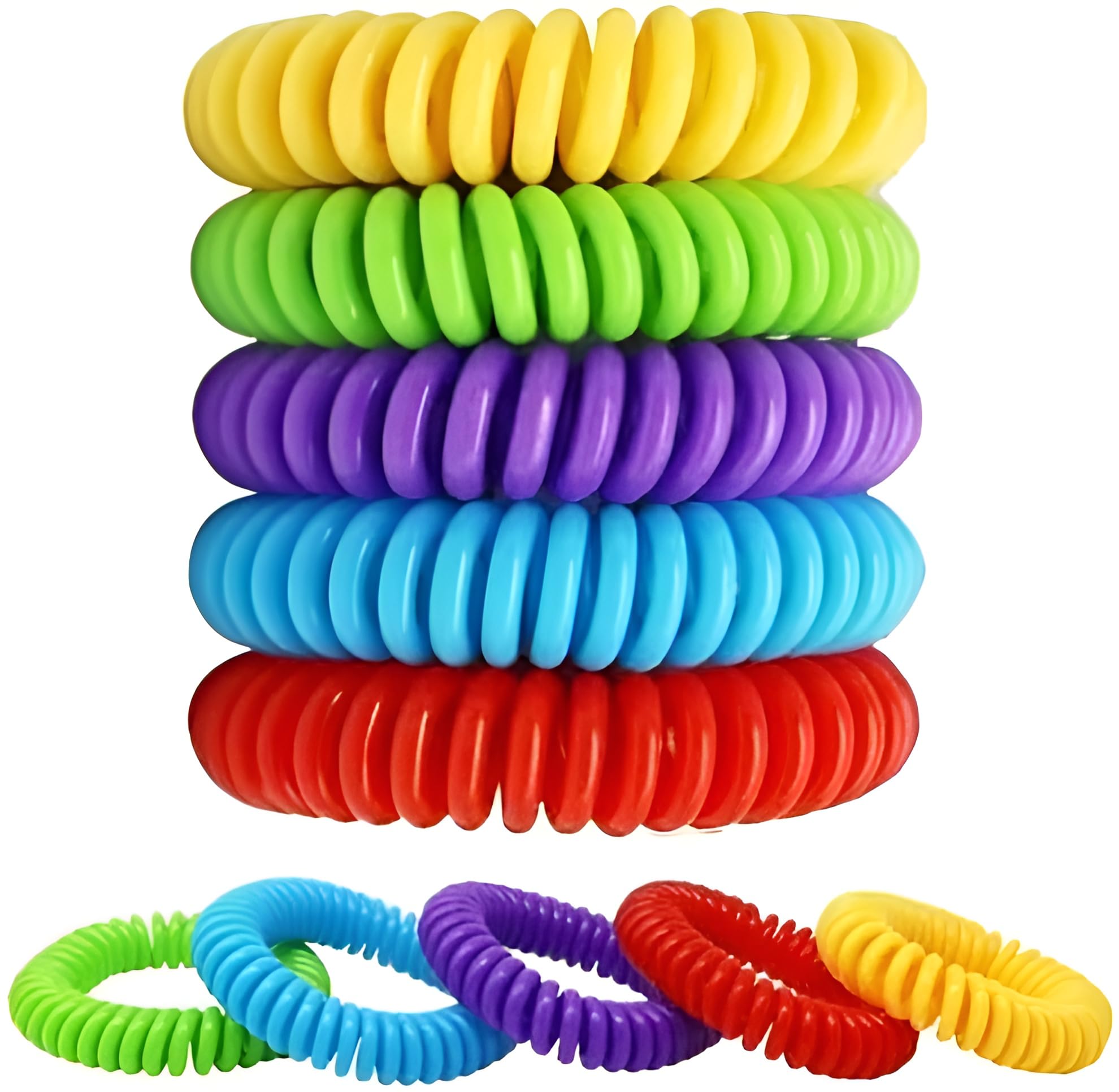 Colorful Mosquito Repellent Wristbands - Natural Citronella Oil Stretchy Spiral Bug Bands - Non-Toxic & DEET-Free Pest Control for Kids, Adults, Camping, Hiking & Fishing (5 PC)-picture-22