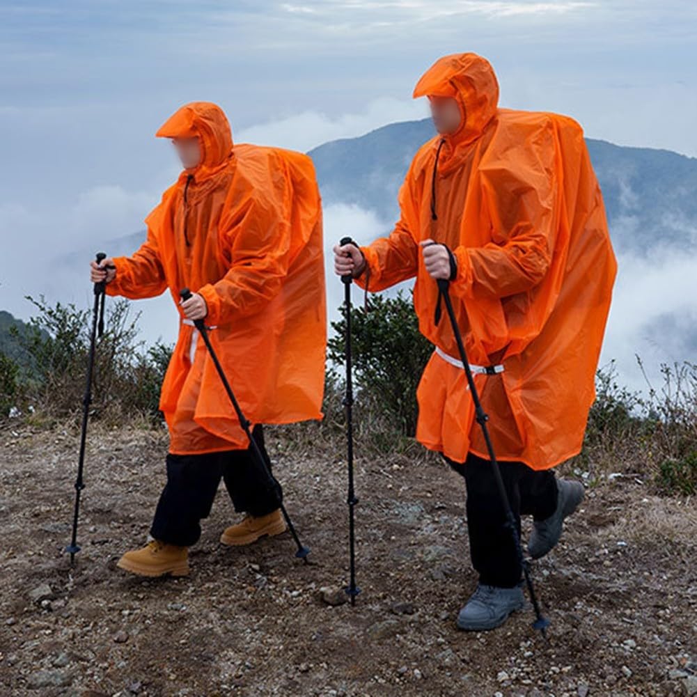 Imperméable ultra léger pour randonnée et camping, housse de sac à dos imperméable avec bord étendu, veste légère en nylon 15D pour extérieur (orange, taille S)
