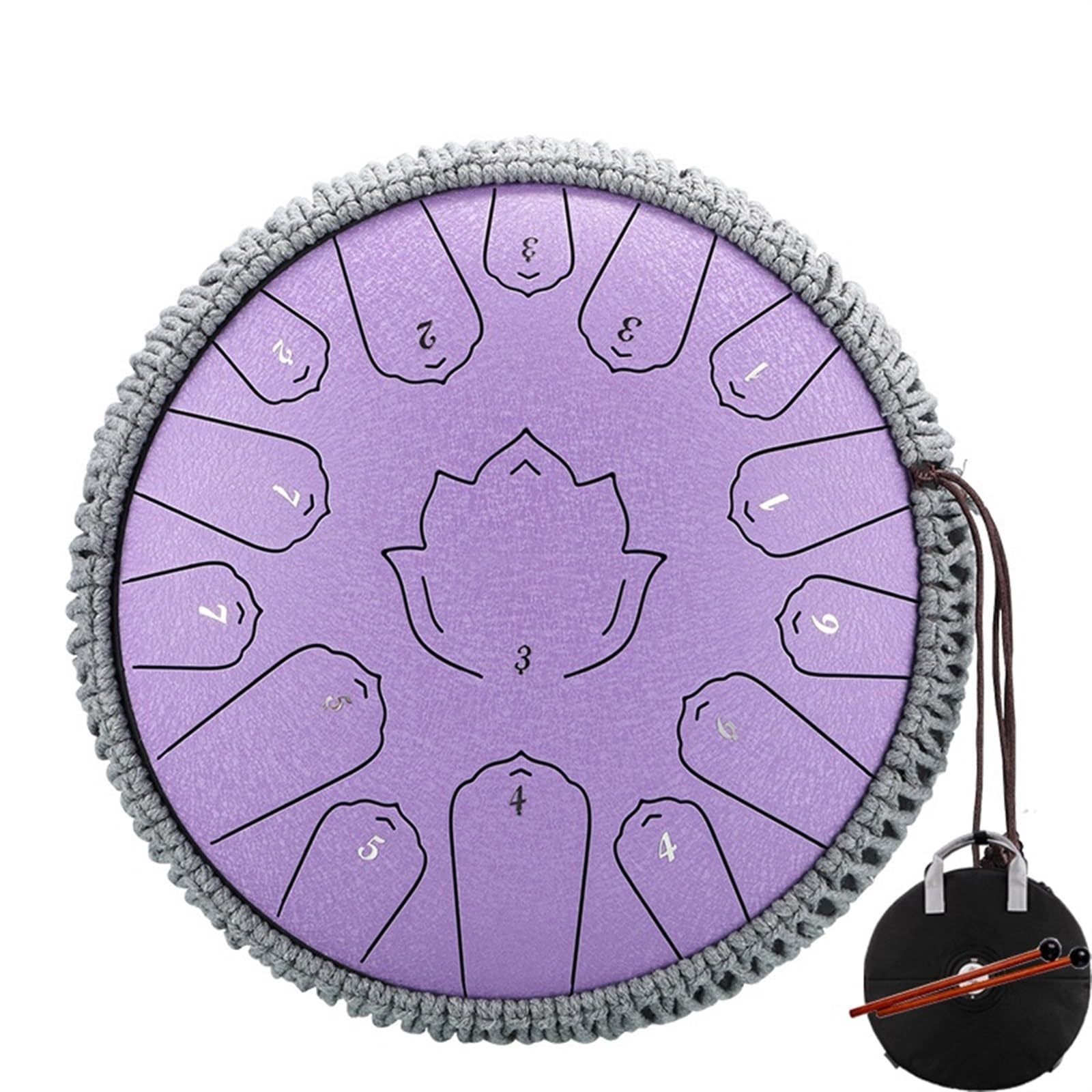 Tamburo Handpan Tamburo in Acciaio con Lingua 14 Pollici 15 Note C Tamburo etereo 13 Pollici 15 Note Strumento Musicale a percussione Handpan (Viola 13 Pollici)