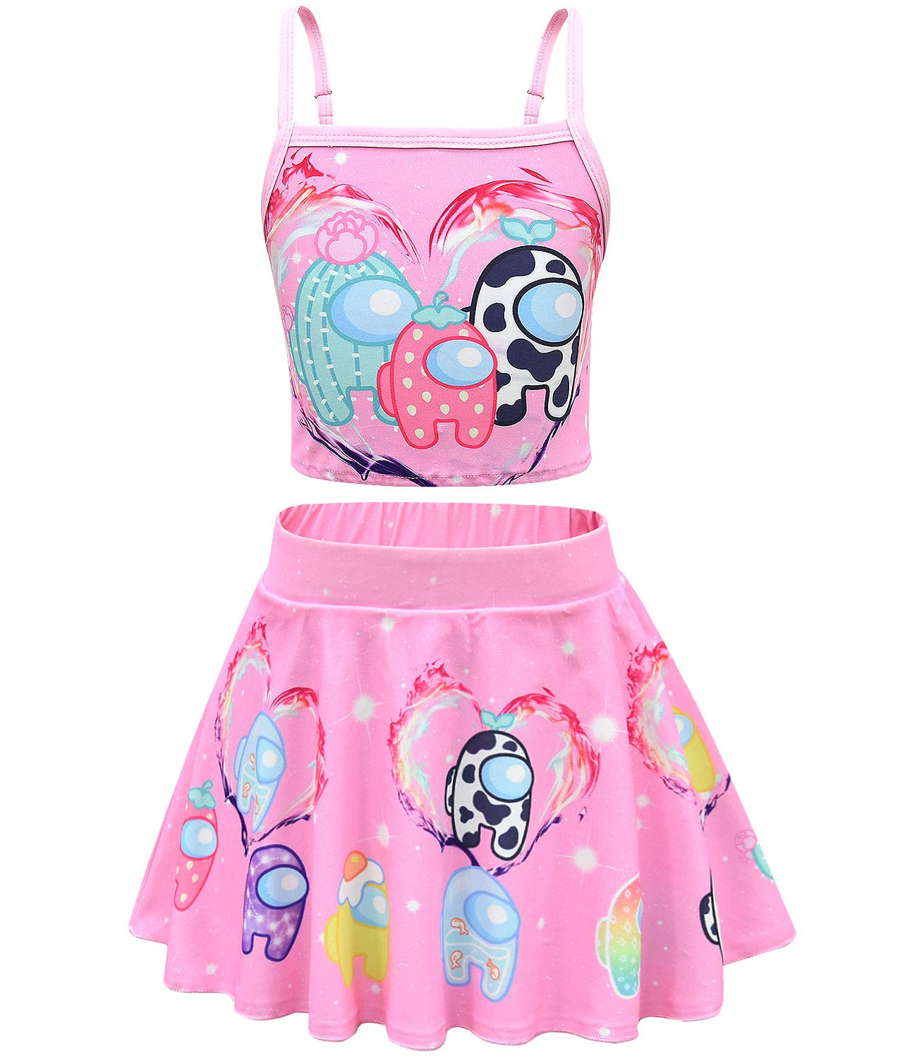 Girls Rainbow Swimsuit Two Pieces Bikini Set Ruffle Swimwear Bathing Suits Size 140