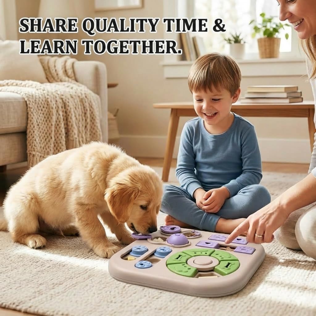 Giochi di Intelligenza e Dispensatore Cibo Lento per Cani, Giocattolo Interattivo a Forma Quadrata con Nascondigli per Snack, Puzzle Mentale Antinoia per Cuccioli e Gatti (Viola)