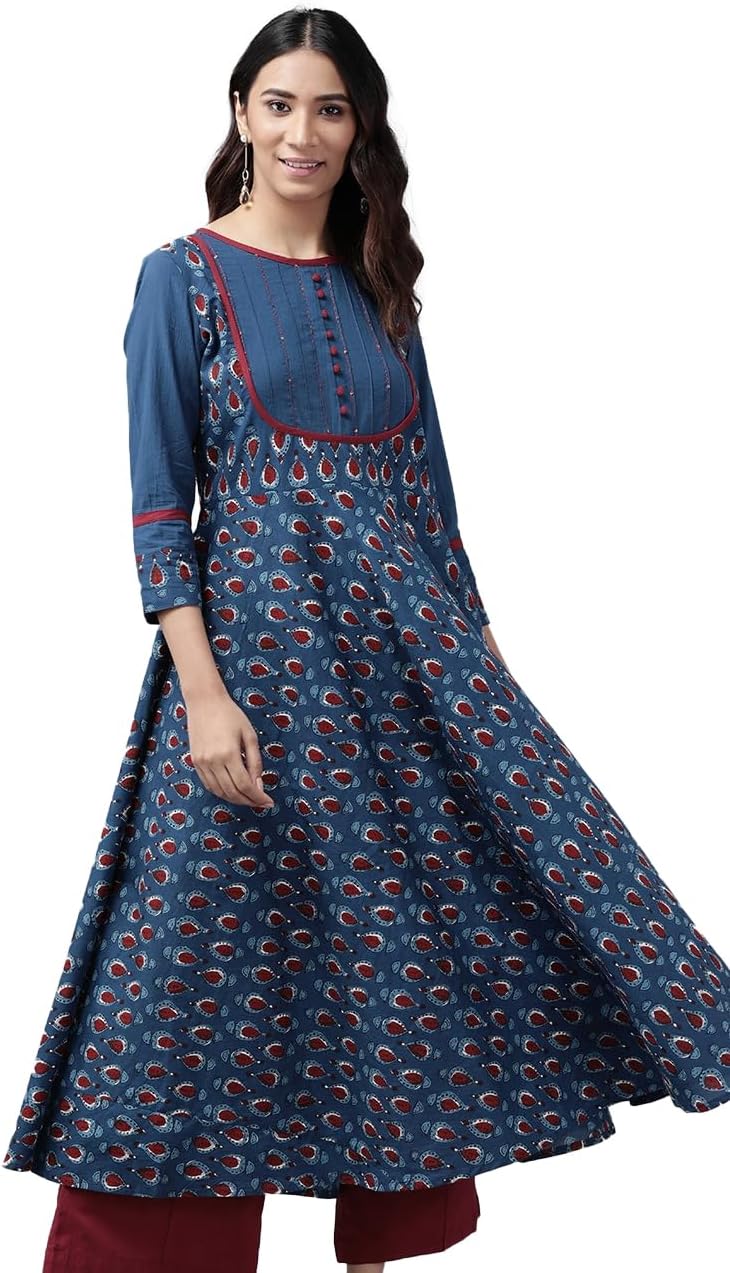 Yash Gallery Women's Cotton Relaxed Fit Anarkali Kurta