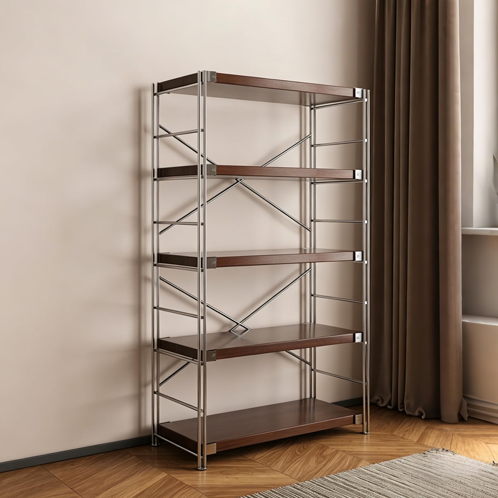 Industrial Boohelf – Scaffale moderno aperto in legno e metallo, espositore per soggiorno e camera da letto Sto Slish nizer per decorazione domestica