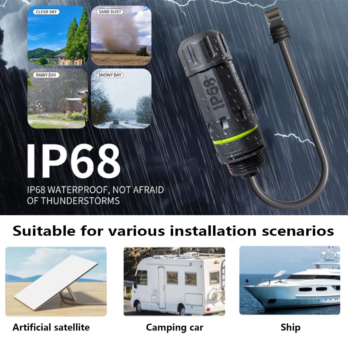 PENGLIN Lot de 2 connecteurs d'extension de câble Ethernet étanches IP68 Gen 3/Mini vers RJ45, compatibles avec Starlink Standard V3/Mini parabole et routeur (longueur du câble 50 cm)