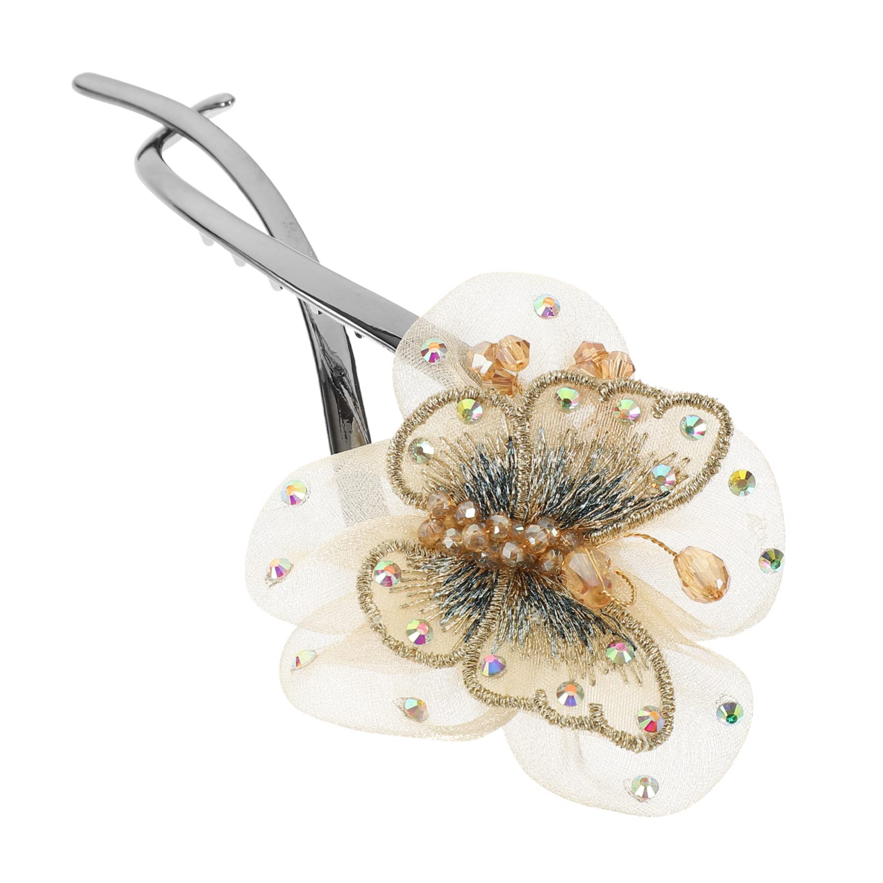 FRCOLOR 5 Piezas sombrerería hair clips horquillas moño clips franceses para el cabello pinzas para el cabello de maquillaje sin arrugas pasadores para niñas clip de pelo giratorio tela