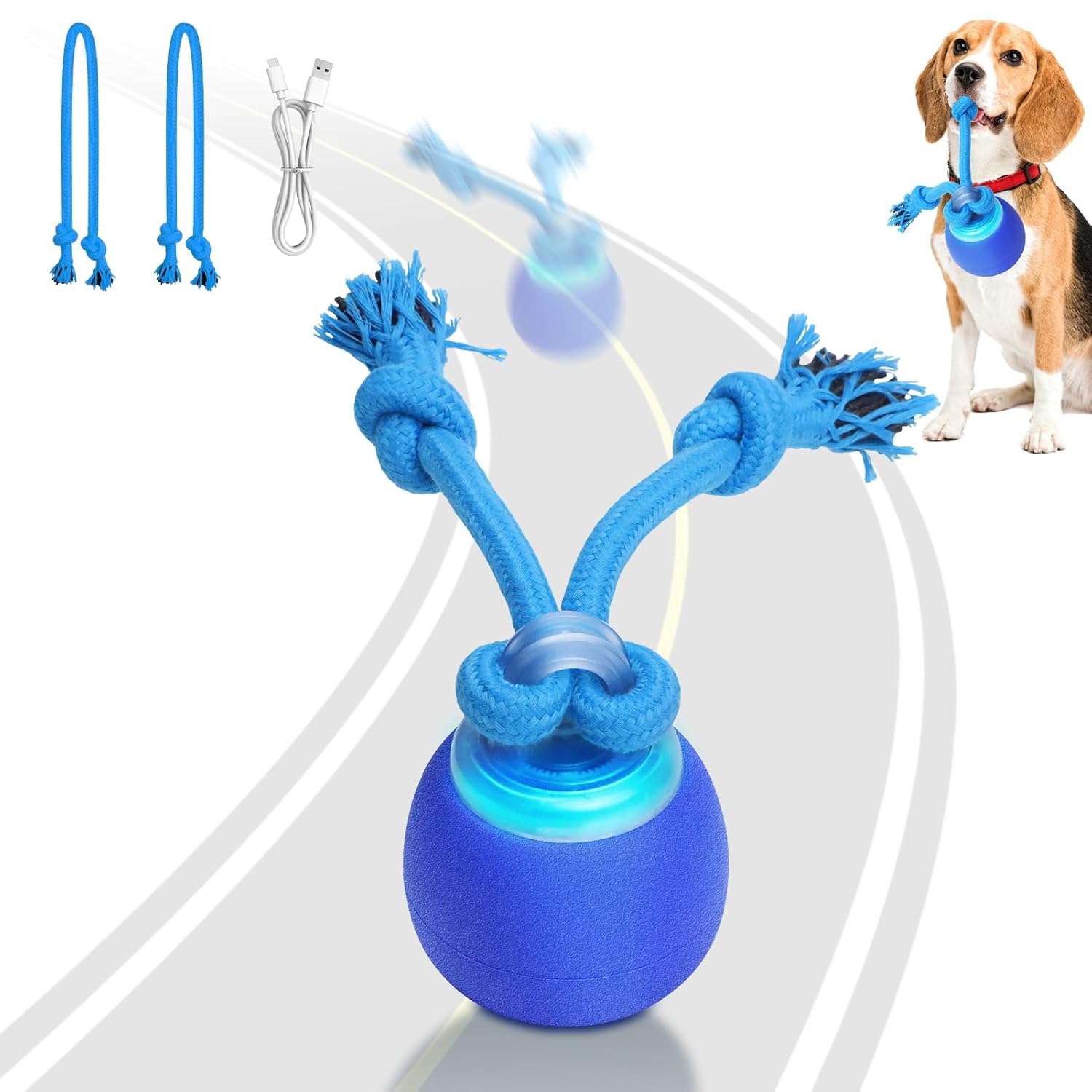 Interactive Dog Toys with Motion Activated Squeaky Dog Toy Active Rolling Ball for Puppy and Medium Dogs USB