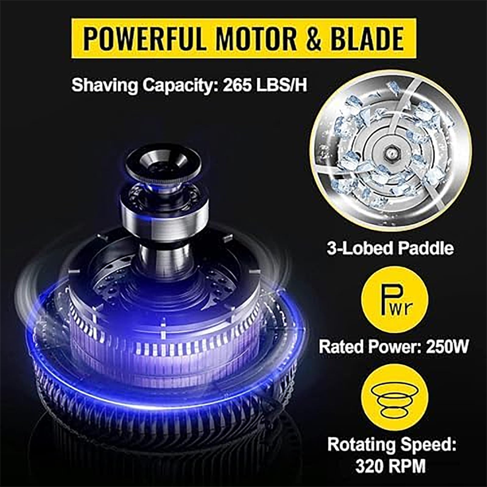 Máquina Cono Nieve, Trituradora Cubitoshieloeléctrica 2,3L con Bandeja Agua, Velocidad 320rpm/min Y Espesor Hielo Ajustable, Fabricación Hielo Rápida 3S Y Salida120kg/h,Sabor Suave Y Delicado