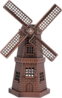 Agatige Netherlandish Windmills Statue, Metal Dutch Windmill Model Yard Decorations Classic Old-Fashioned Windmill Indoor Outdoor Decoration,13x7.5cm
