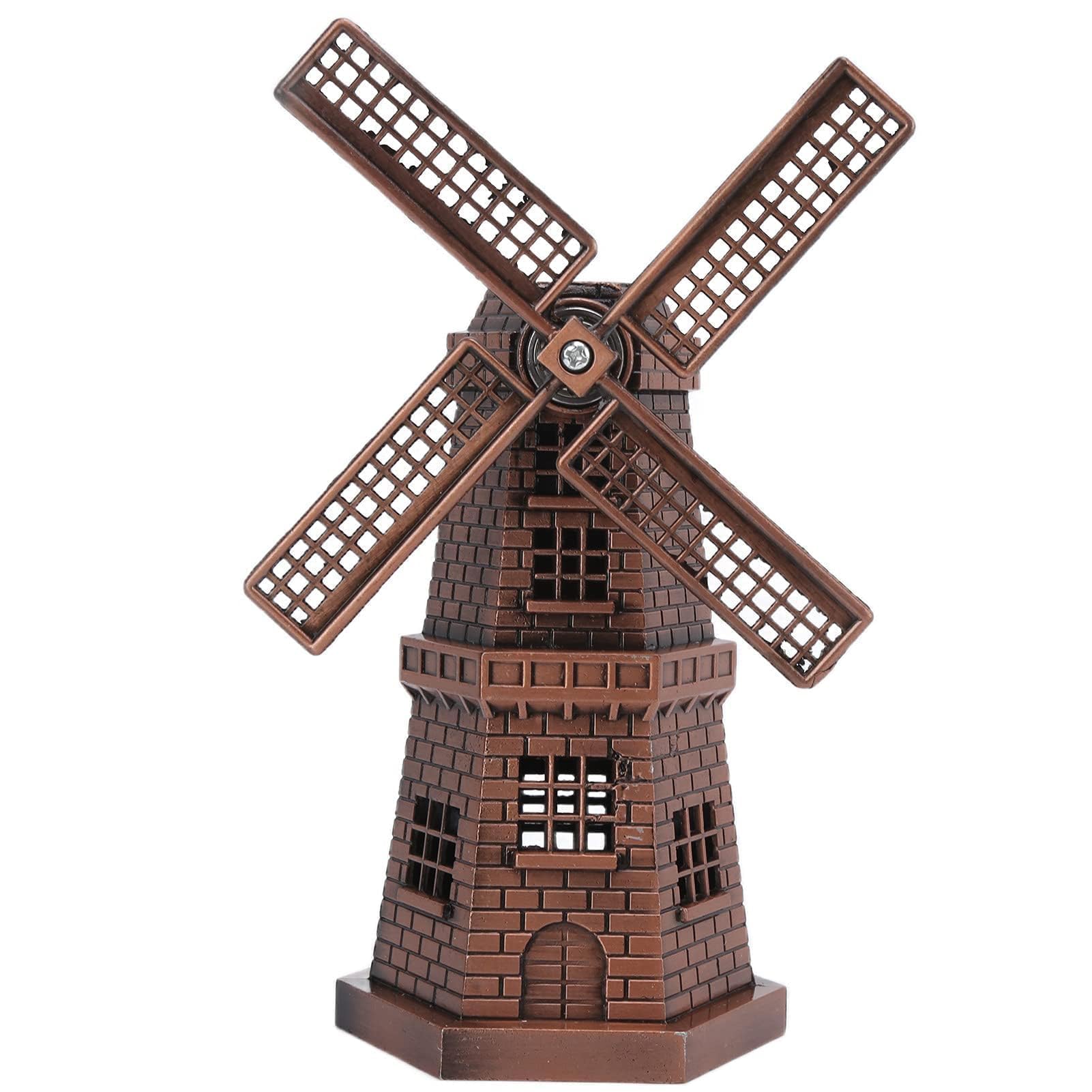 Agatige Netherlandish Windmills Statue, Metal Dutch Windmill Model Yard Decorations Classic Old-Fashioned Windmill Indoor Outdoor Decoration,13x7.5cm