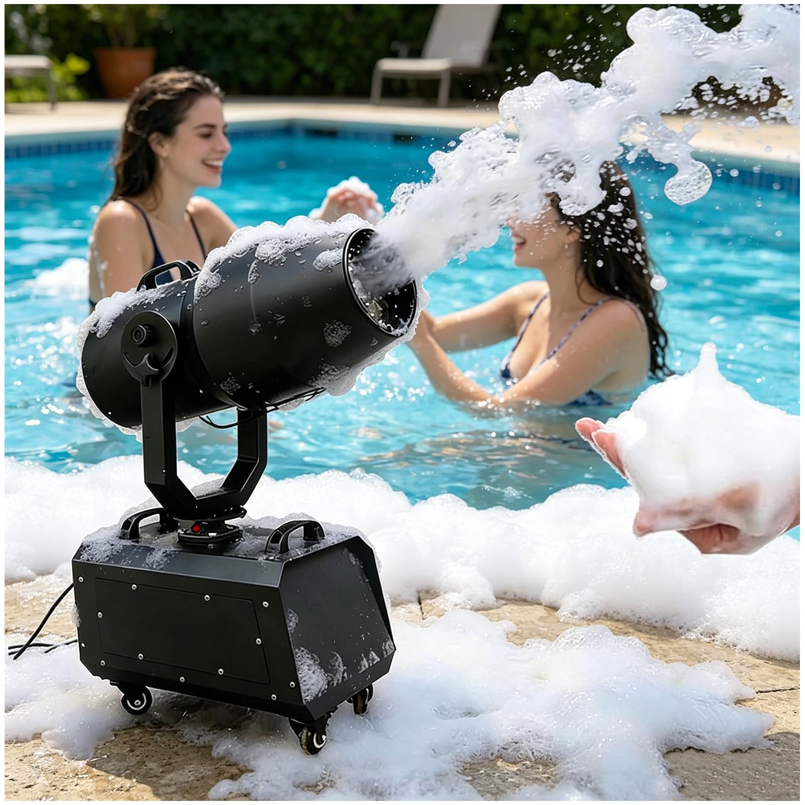 Eastnmythet Foam Machine for Party Pools, 2000W Outdoor Powerful Professional Stage Foam Maker, Covers 80㎡, 6~9m Spray Distance Without LED