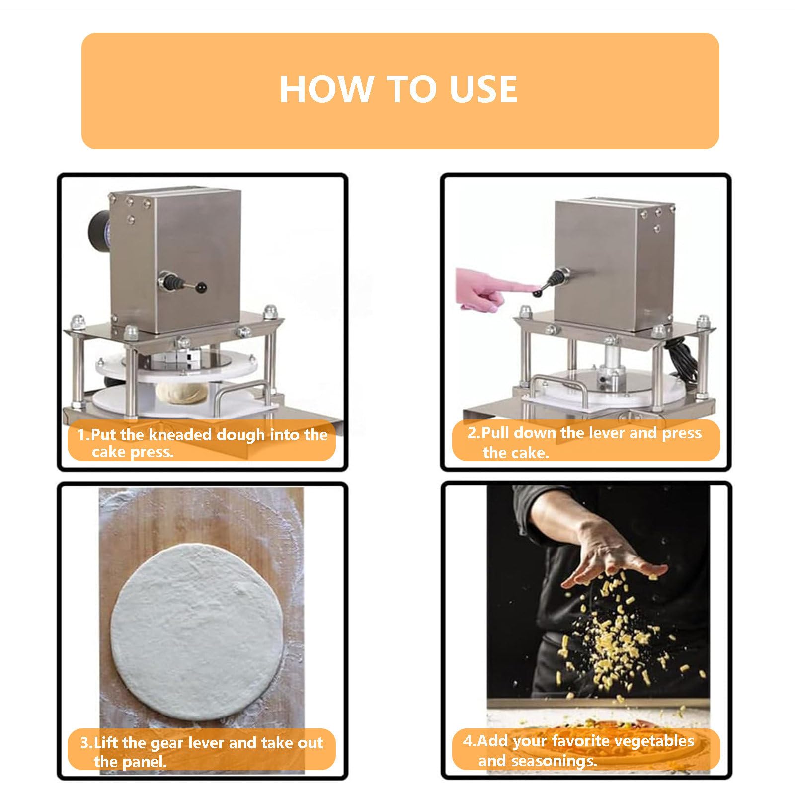 UMJIGF Electric Pizza Dough Press | Commercial Rolling Pin 2000w Pizza Maker | Electric Pizza Forming Machine with Thickened Bottom | Suitable for Rolling Pizza Dough and Pizza Base,25cm,25cm