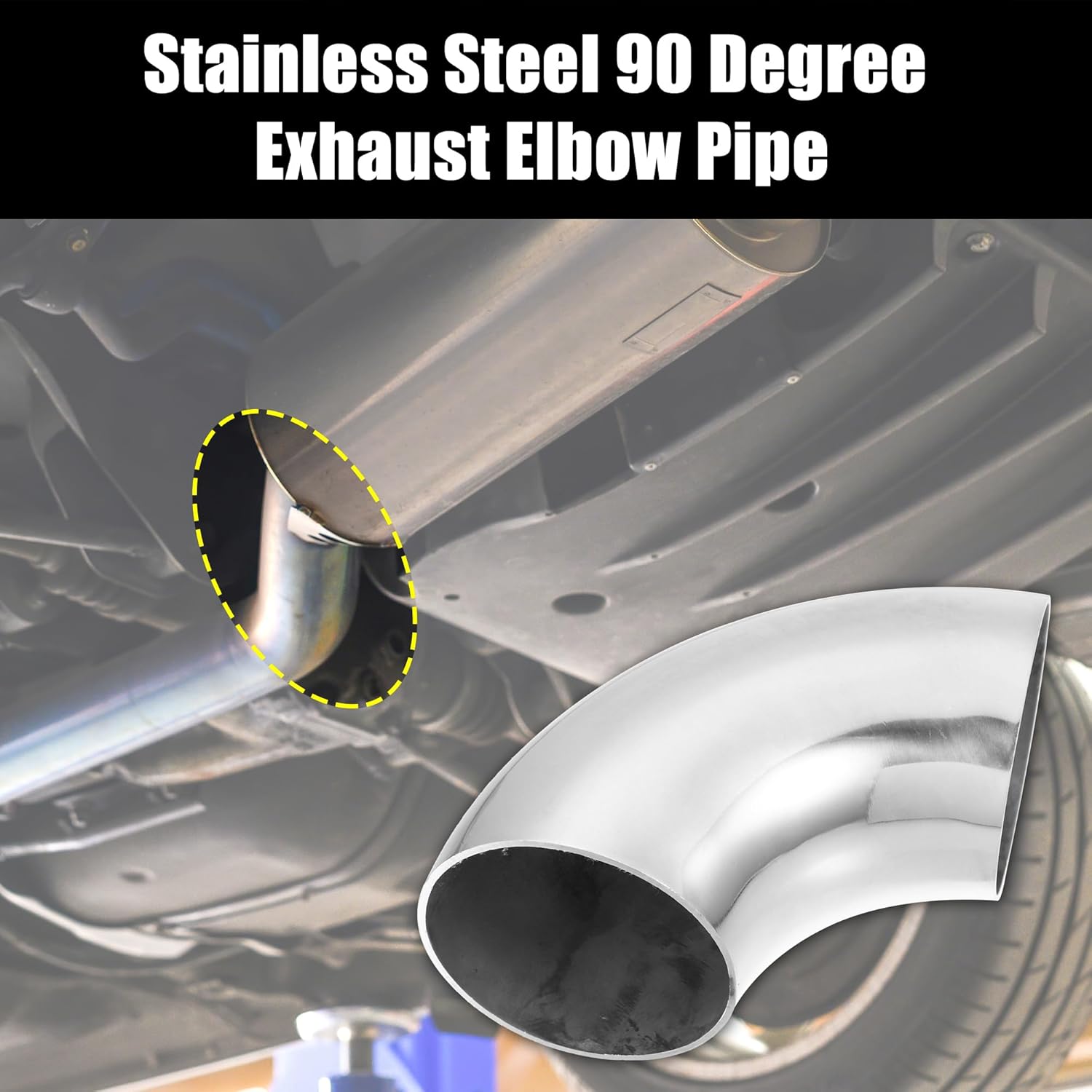 uxcell OD 3.5 Inch 90 Degree SS304 Stainless Steel Bend Tube Exhaust Elbow Pipe for Car Modified Exhaust System 0.08" Wall Thickness Piping Silver Tone