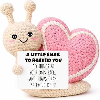 Mini Funny Snail Positive Support Gifts for Graduation Student, Funny Birthday Gift for Women Men Boys Girls Coworker Friend, Handmade Crochet Snali Encouragement Gift Teens