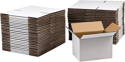 Paquete de 50 cajas de envío de 6 x 4 x 4 pulgadas, pequeñas cajas de cartón corrugado para correo y embalaje, color blanco